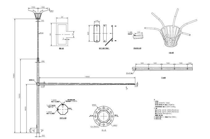 多功能桿（6火花籃+監(jiān)控）